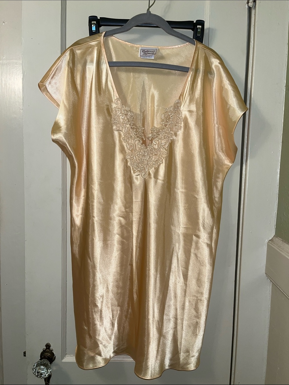 Satin Lace-Trim Chemise in Butter Yellow